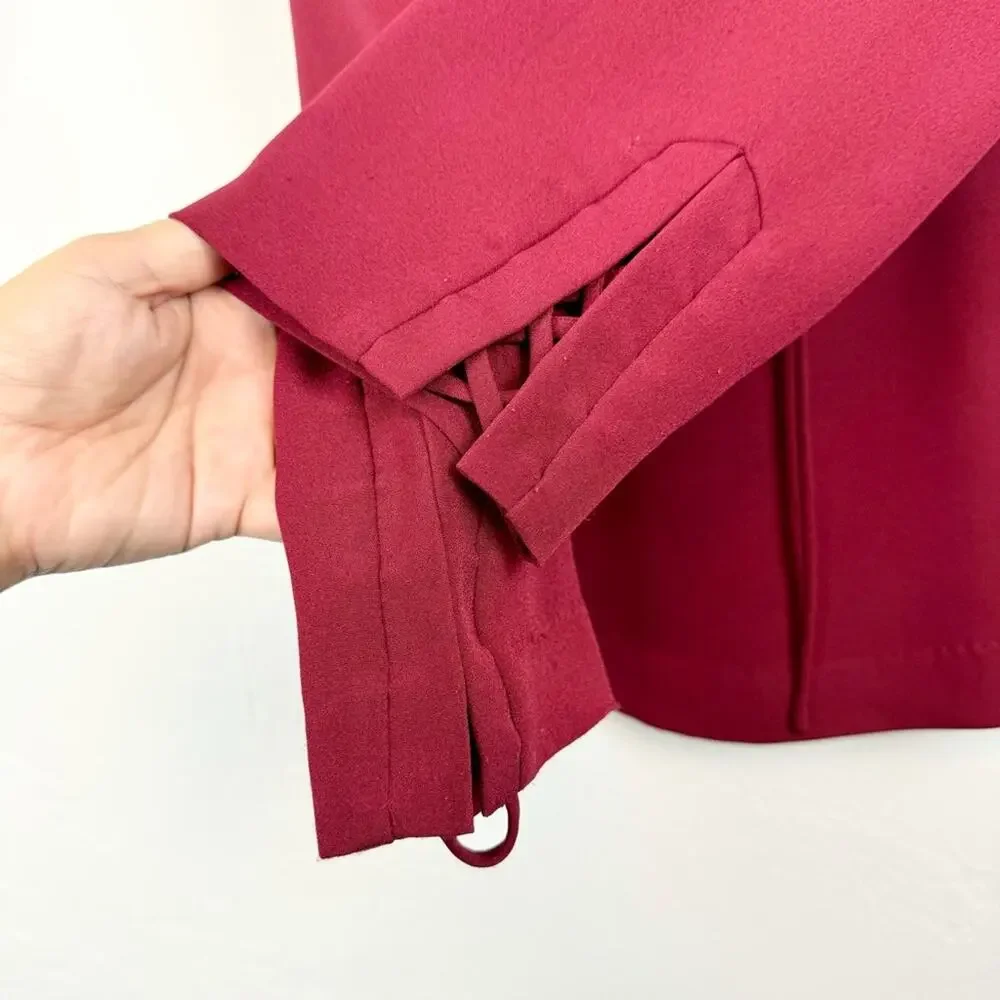 Iro Luana Lace-Up Crepe Corset Peplum Top In Wine‎ Sz 36 [U.S. 4] Minimal Office